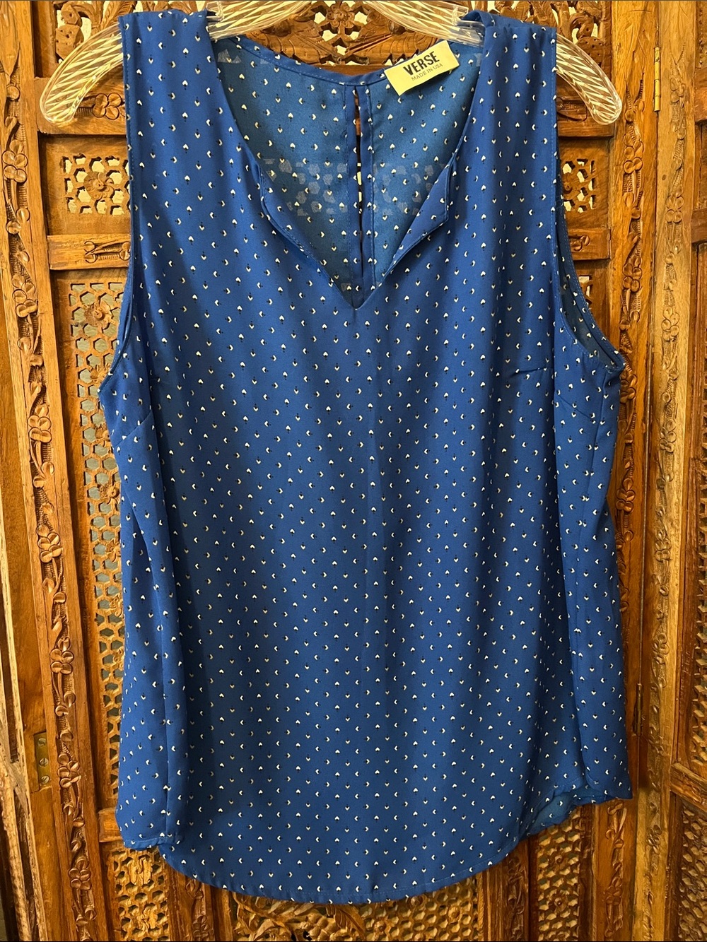 Verse V-Neck Blue Printed Sleeveless Camisole